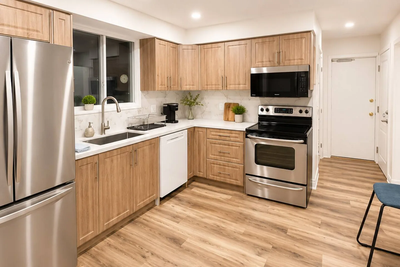 Fully stocked kitchen with full-size appliances